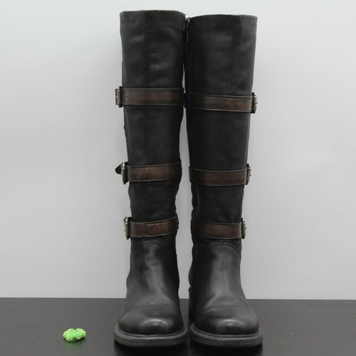 Botas altas Miz Mooz Charmaine de cuero negro con hebillas talla 36 - Imagen 5 de 12