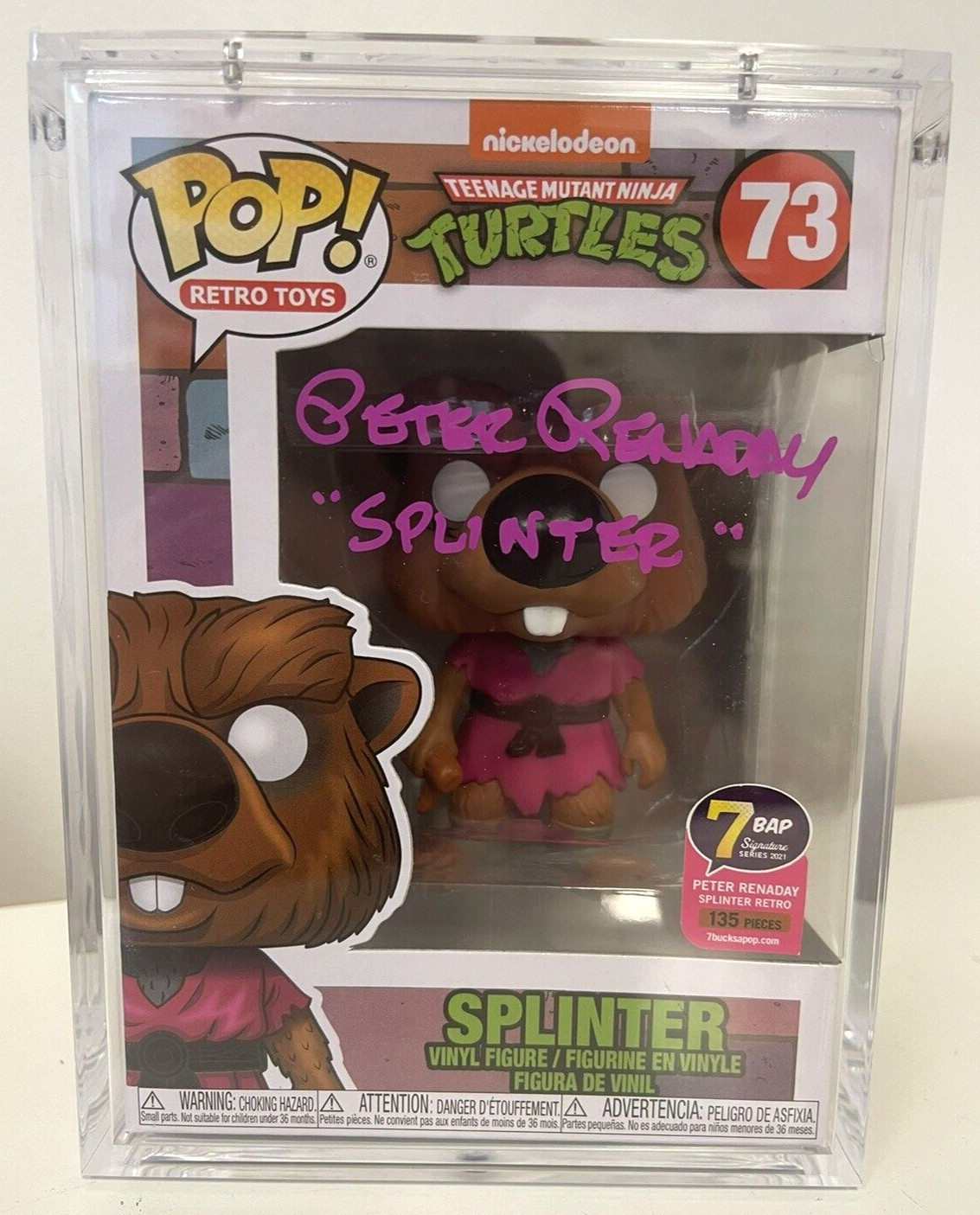 Pop 7Bap Signature Teenage Mutant Ninja Turtles Splinter 73 Signed Peter Renaday