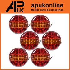 6X 12V LED Round Rear Brake Tail Light Lamp Trailer Truck Lorry 3 Func 142mm 5.5