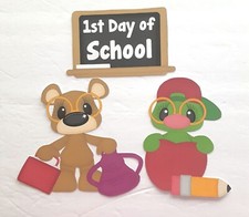 3D UPick 1st Day School Bear Book Worm Apple Scrapbook Card Embellishment 3759