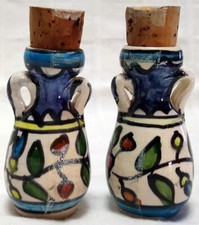 Vintage CORKED URNS Colorful Design MINIATURE Unusual
