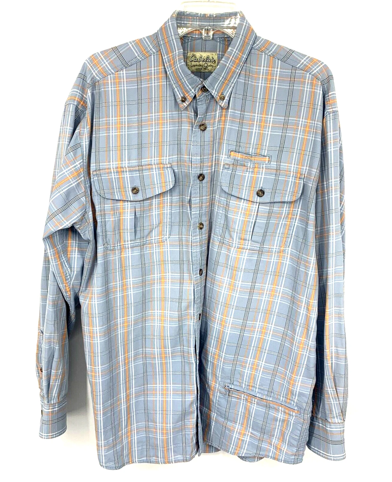 Cabelas Legendary Quality Mens Four Pocket Fishing Shirt Large Plaid