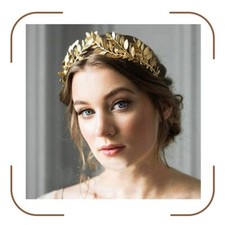 Leaf Wedding Crown Headband Gold Greek Goddess Headpiece Leaf Bridal Tiara Ha...
