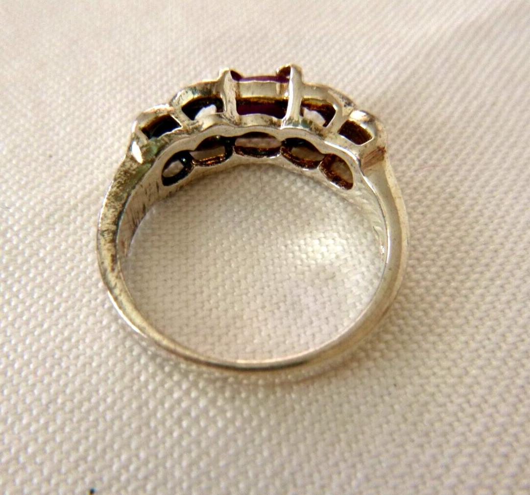 Genuine Ruby Solitaire Ring 925 Sterling Silver 1… - image 6