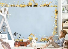 Truck Crane Excavator Bulldozer Removable Wall Decal Sticker Boy Room Decor