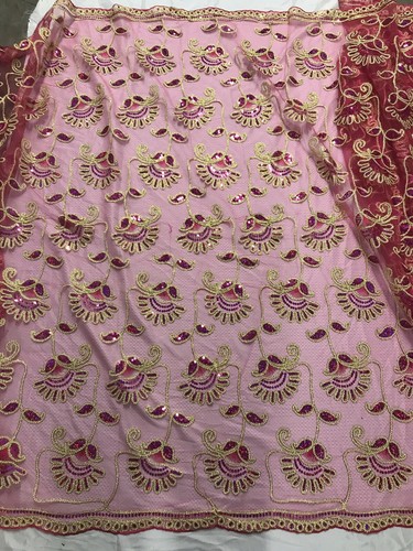 Pink Gold Multicolor Sequins embroidery Lace Fabric 50” Width Sold By The Yard - Picture 2 of 5