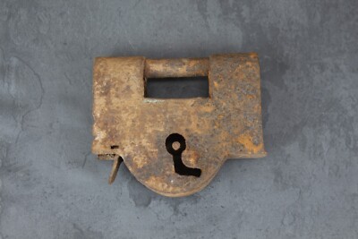 Broken Rusted Indian Antique Handmade Padlock - Unique Collectible, No Keys