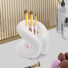 Creamy White Ceramic Holder Stand Modern Toothbrush Holder Makeup Brush Holder