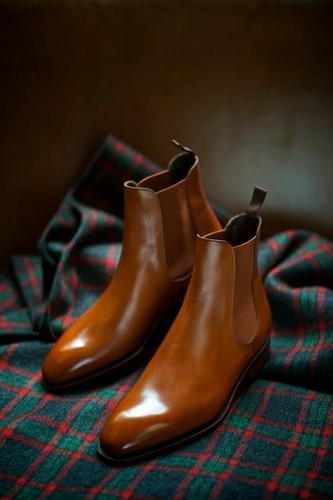 Handmade Tan color Chelsea boots for 