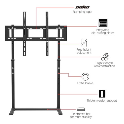 32-100'' Tall Floor TV Stand TV Cart with Swivel Tilting Height Adjustable Mount - Picture 32 of 73