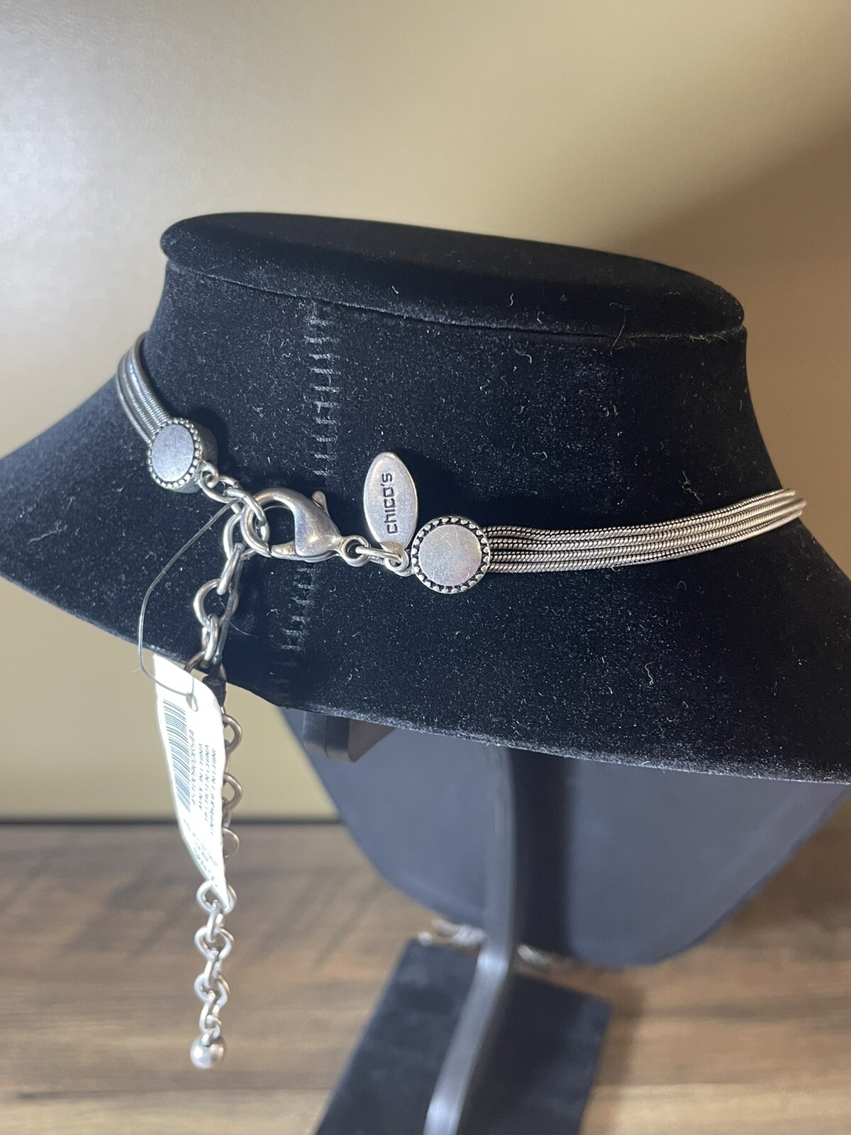 Chicos Silver Statement Necklace Long Snake Chain… - image 3