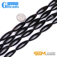 Oval Black White Banded Agate Beads for Jewelry Making Strand 15" 10x30mm Stone