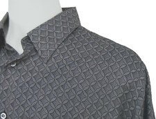 NEW 1075 Brioni Silk Shirt  M  Silvery Gray  White Brushed Pattern  Sheen 