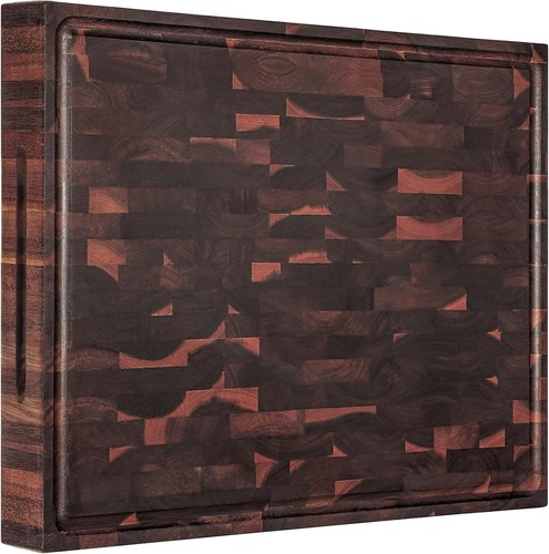 Thick 20x15x2 Walnut Butcher Block with Juice Groove & Non-Slip Pads Included - Picture 3 of 9