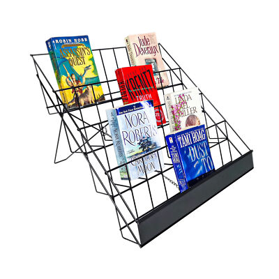 4-Tier Wire Literature Rack CD Greeting Card Display 18''W x 5.5''H x 2.5''D Pocket