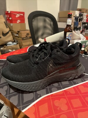 Nike React Inifinity Run Flyknit 2 Men's Sz 7 Triple Black Gray CT2357-003 NEW