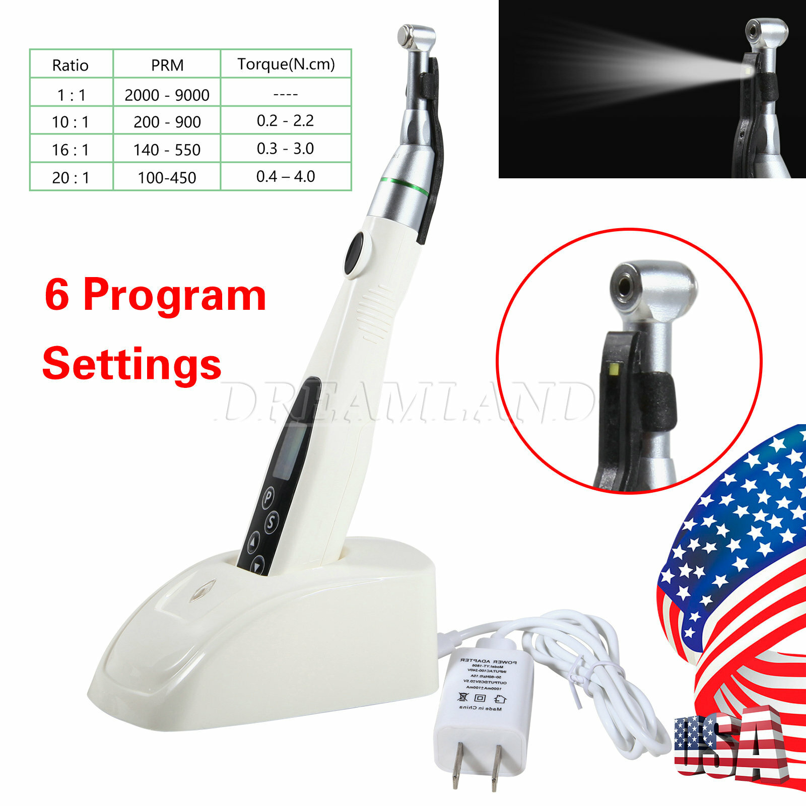 AZDENT Wireless LED Endo Motor With 16:1 Contra Angle - Cordless Endodontic Tool For Root Canal Treatment 8 thumbnail image