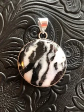 White Buffalo Turquoise Full Moon Pendant 1.5" Raindrop Bezel Artisan Made