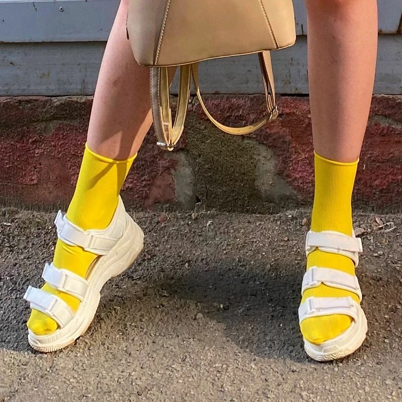 5 pares de calcetines sueltos para mujer altos suaves con volantes calcetines lisos transpirables coloridos Foto 3 de 4