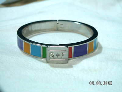Rodan & Fields silberfarben, mehrfarbige Emaille starres Armband