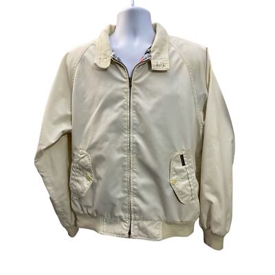 Vintage Eddie Bauer Jacket Mens Medium White Bomber Plaid Flannel