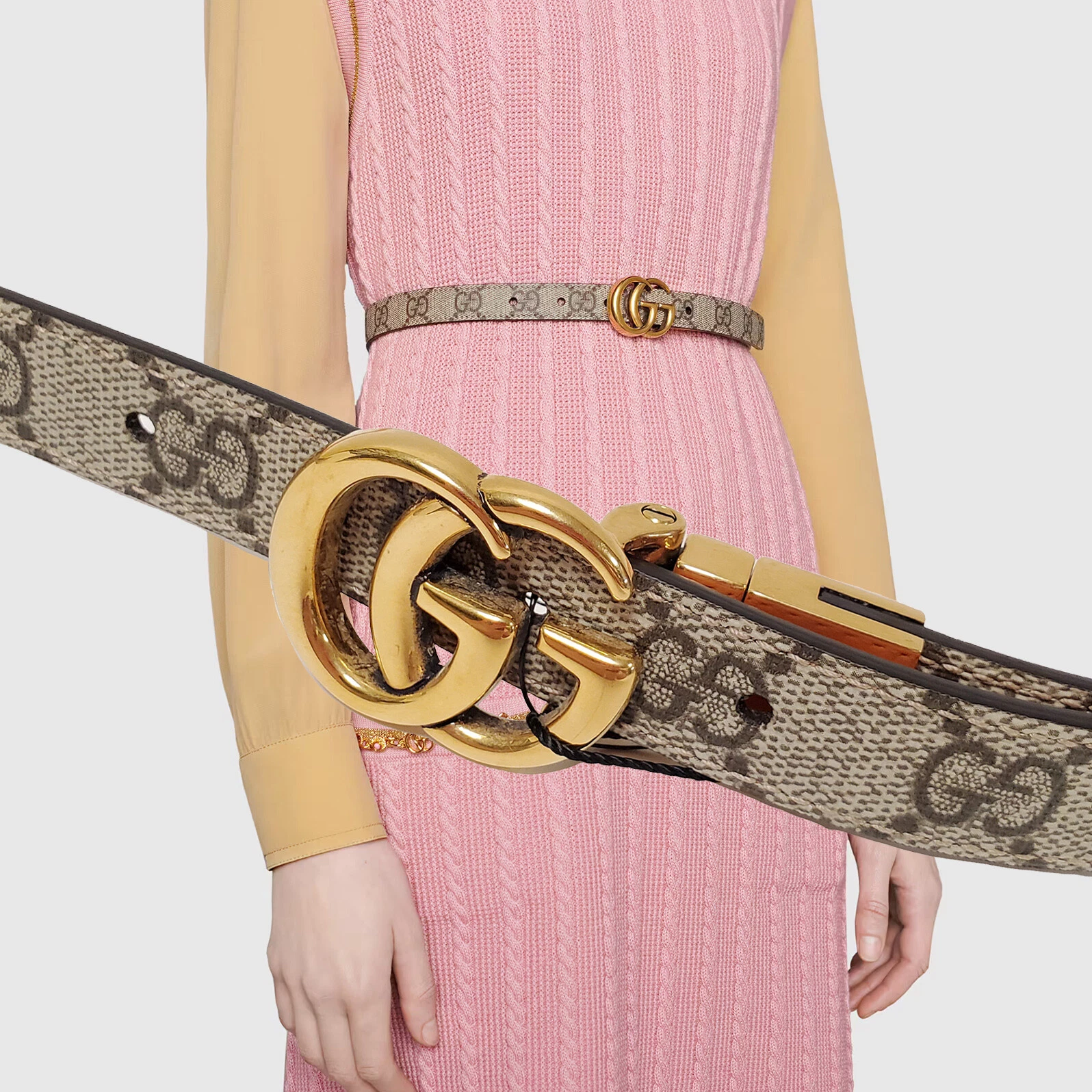 CEINTURE GUCCI ‎659418 LOGO GG MONOGRAMME SUPRÊME BOUCLE MARMONT RÉVERSIBLE 90 / 36