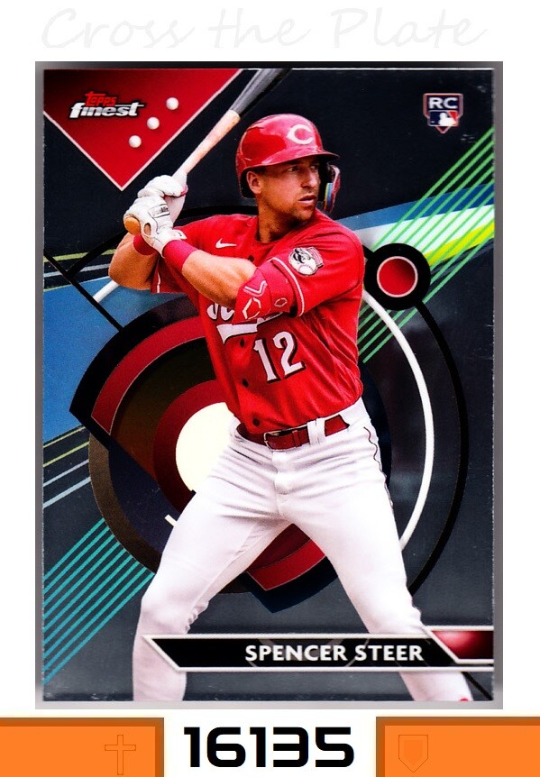 1-2023 TOPPS FINEST BASE ROOKIE SPENCER STEER REDS CARD#95
