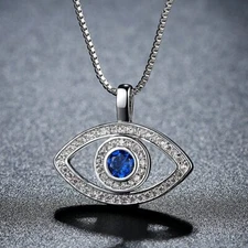 Micro-inlaid Zircon Blue Eye Necklaces Evil Eye Clavicle Chain with gift box