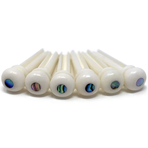 Slotted Pure Bone Bridge Pins with Abalone Dot Inlay for 6 & 12 String Acoust...