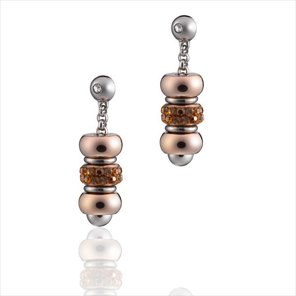 Boucles d'oreilles en acier argenté et zircon collection luxe Nova