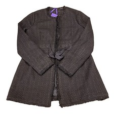 Seraphine Marina Maternity Coat Women's Size 6 Brown Boucle Lined Tie Front