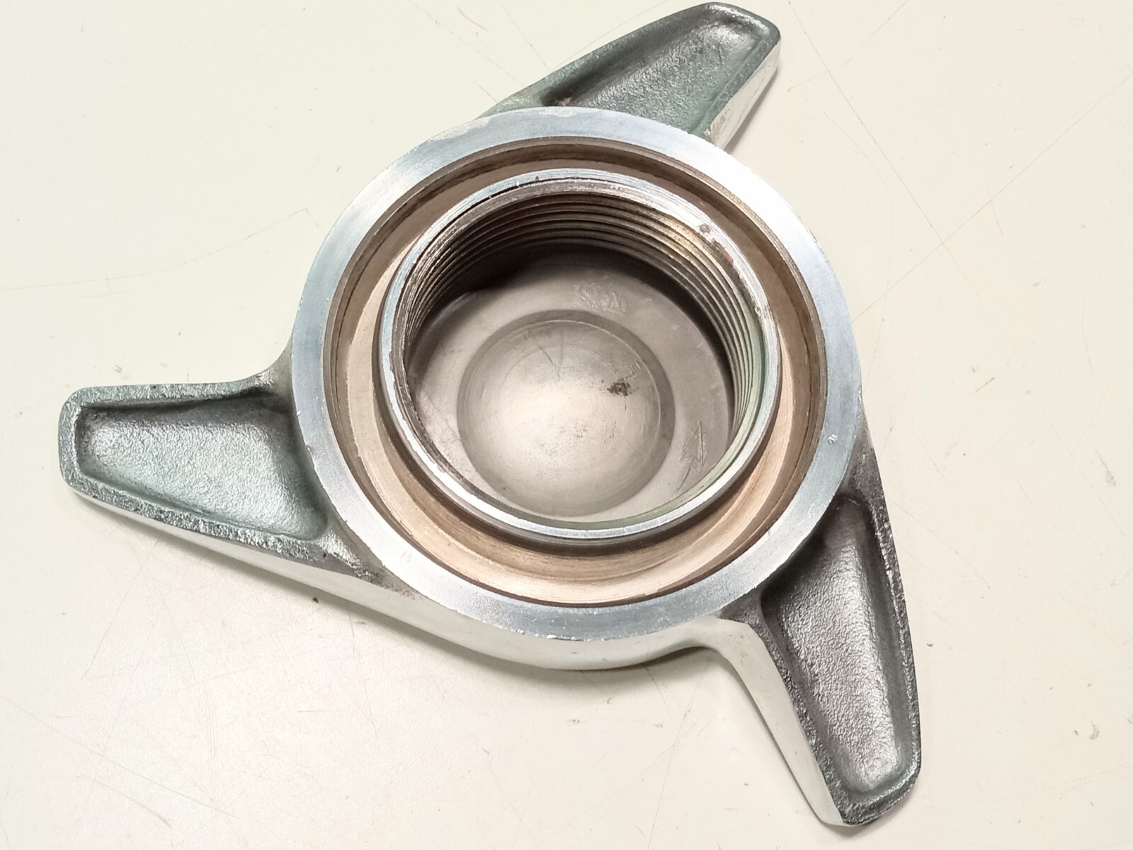 Maserati Mistral Borrani Wheel Knock Off Nut_Curved Ears_RT Side_42 Rudge_NEW_OE