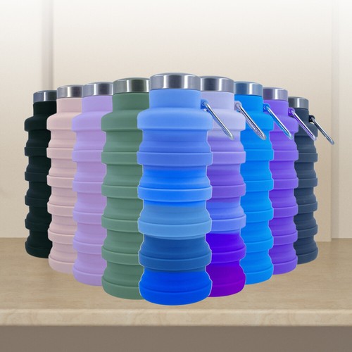 Foldable Water Bottle 500ml Collapsible Silicone Drink Outdoor Safe Non-Toxic AU - Picture 4 of 18