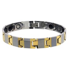 Men Women 10MM Tungsten CarbideTwo Tone Bar Link Magnetic Bracelet