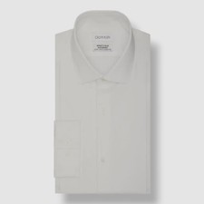  90 Calvin Klein Men's Slim-Fit White Stretch Dress Shirt Size 15-15.5 32/33