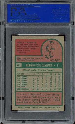 1975 Topps Mini Baseball #32 Reggie Cleveland PSA 8 - Picture 2 of 2