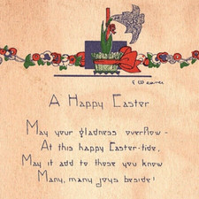 c.1920 Happy Easter Greetings From Athens Alabama Postcard Birds a/s E. Weaver