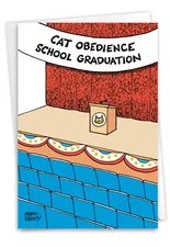 Funny Graduation Card (Graduate) w/ 5" x 7" w/ Envelope Cat Obedience School