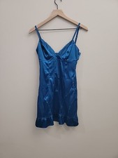 Fusha Blue Silk Bodycon Short Dress With Ruffel Bottom