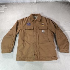 Carhartt FR Jacket Mens Medium Brown Canvas Quilted Workwear FRC086 BRN HRC 4