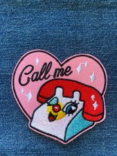 CALL ME Embroidery Patch NEW Iron On RETRO PLAY PHONE