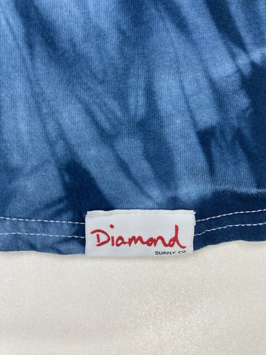 T-shirt Diamond Supply Company - Motif Palmier Bleu Sur Noir - Taille M - Coton - Occasion Très Bon état