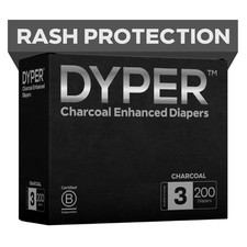 Disposable Baby Diapers Size 3 200 Count Hypoallergenic DYPER Charcoal Enhanced
