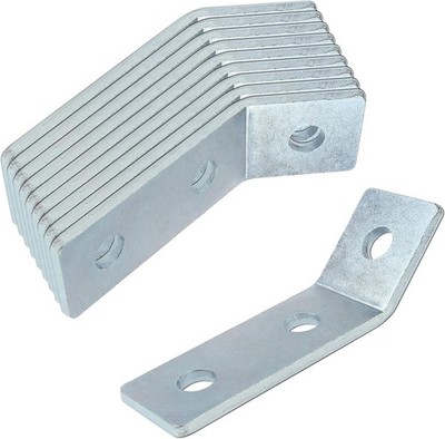 10 Pack 45 Degree Angle Bracket Fitting for 1-5/8'' Strut Channel, 3 Hole Corn