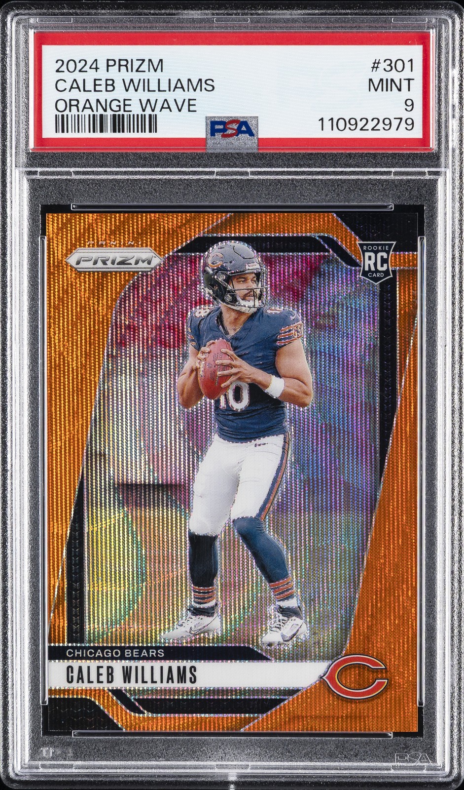 2024 PANINI PRIZM ORANGE WAVE #301 CALEB WILLIAMS 10/60 PSA 9