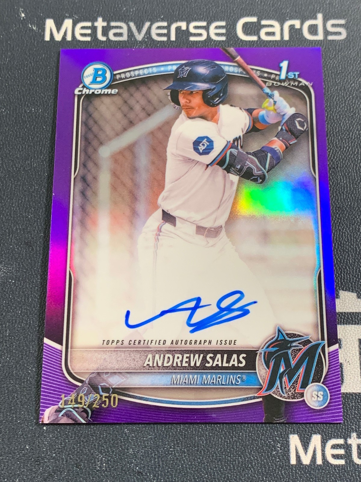 2025 Bowman Chrome Andrew Salas 1st Prospects Auto Purple /250 Marlins