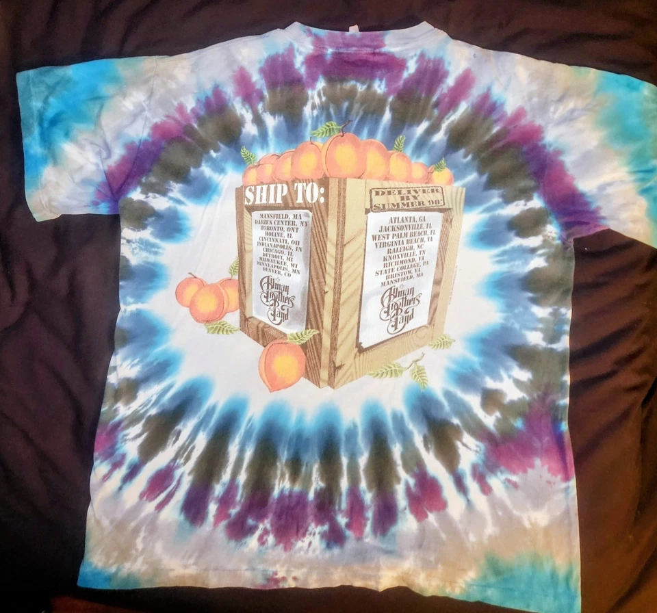 Camiseta de la gira The Allman Brothers Band 1998 Peach Mushroom Tie Dye Dble Sided Foto 4 de 4
