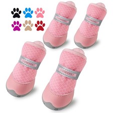4PCS Dog Shoes for Small Dogs, Hot Pavement Summer Puppy Dog Boots  Paw Prot...