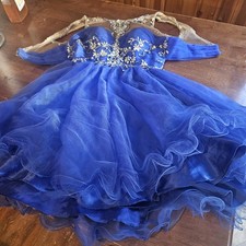 Alyce Paris Prom Pageant Dress Blue Sequined Needs Latch Repairs