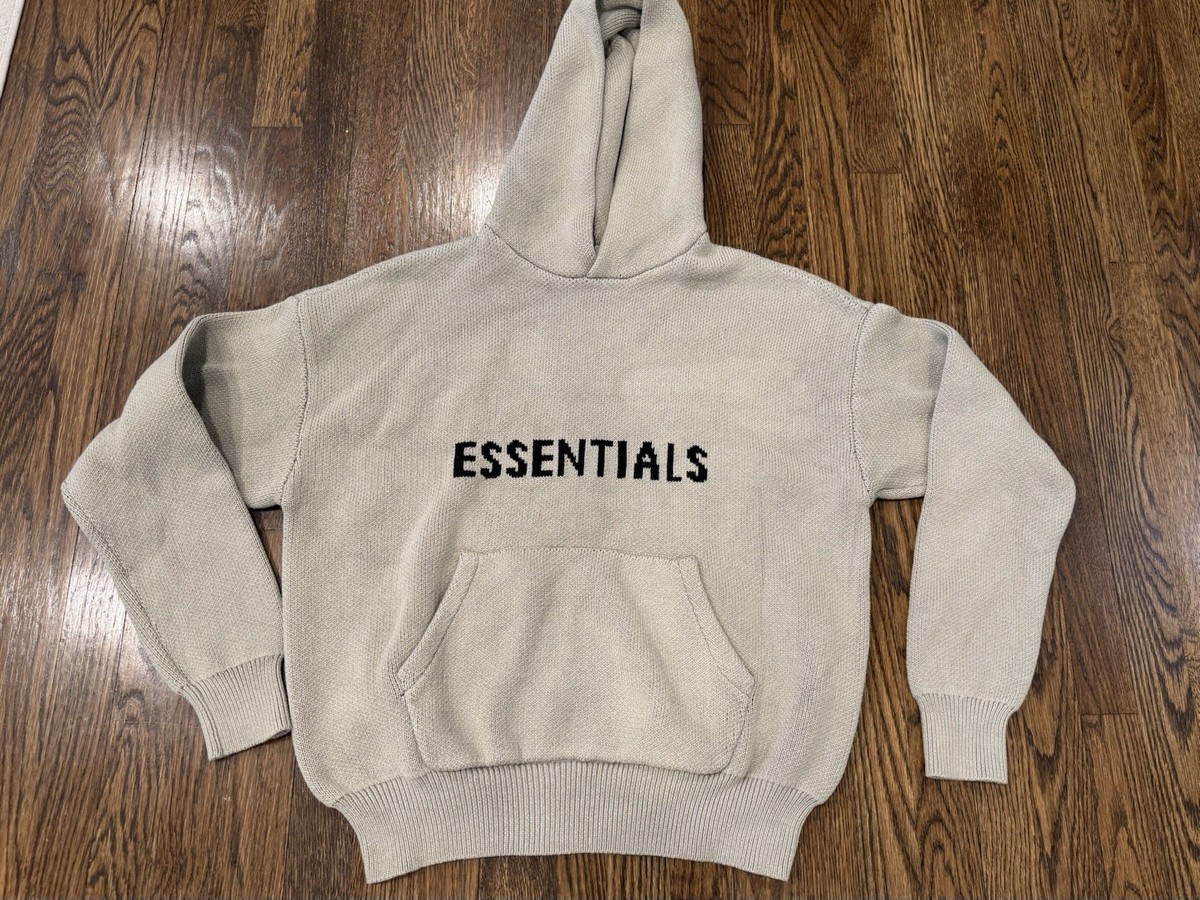 Essentials Fear Of God Knit Hoodie Oversized Cream Men's Size: XS